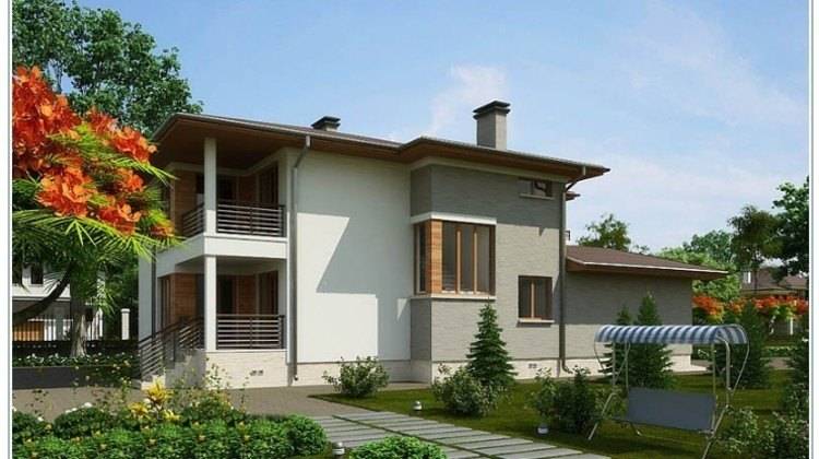 Оригинальный проект дома хай тек до 300 m² с террасой