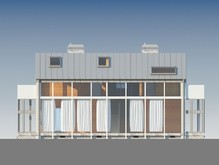 Красивый проект современного наполовину стеклянного дома с гаражом в цоколе