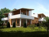Красивый проект современного дома на две семьи с плоской крышей