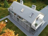 Красивый проект современного наполовину стеклянного дома с гаражом в цоколе