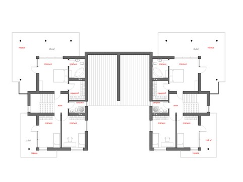 Красивый проект современного дома на две семьи с плоской крышей