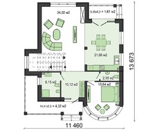 Красивый проект особняка с огромным круглым панорамным окном в спальне