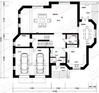 Красивый проект виллы в классическом стиле с цокольным этажом и гаражом на две машины