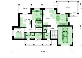 Проект для строительства удобного загородного коттеджа с гаражом на 2 семьи