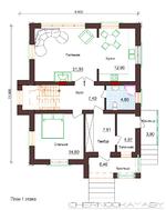 Проект небольшого 2-х этажного коттеджа с оригинальным фасадом