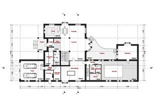Оригинальный проект большого загородного жилого особняка с гаражом для 2 авто и бассейном