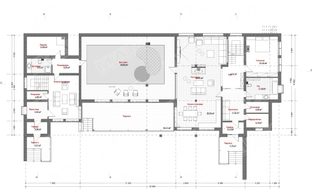 Оригинальный проект жилого загородного дома с бассейном внутри