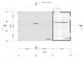 Проект отдельно стоящего хозяйственного помещения с навесом для двух авто