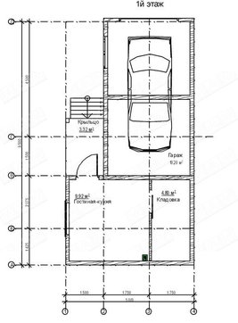 Архитектурный проект аккуратного гаража с удобной маленькой сторожкой